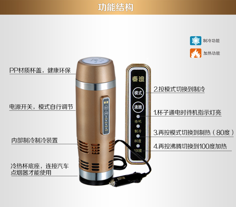 時尚多功能冷熱車載杯