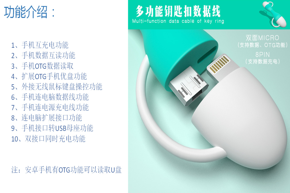 多功能鑰匙扣數據線（配禮盒）