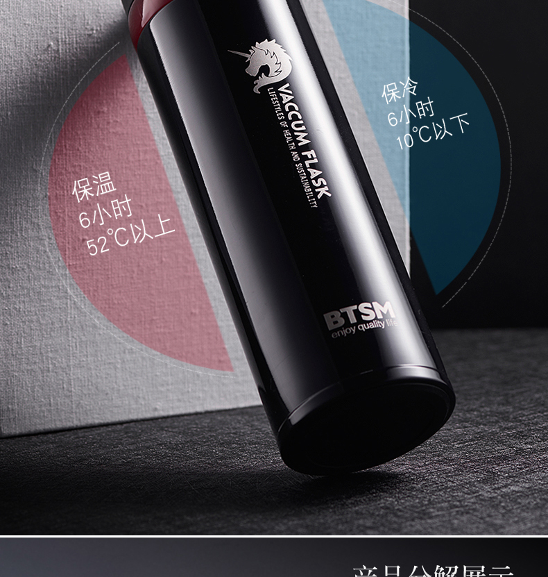 BTSM?？怂共讳P鋼保溫杯男女車載水杯 炫藍色420ML