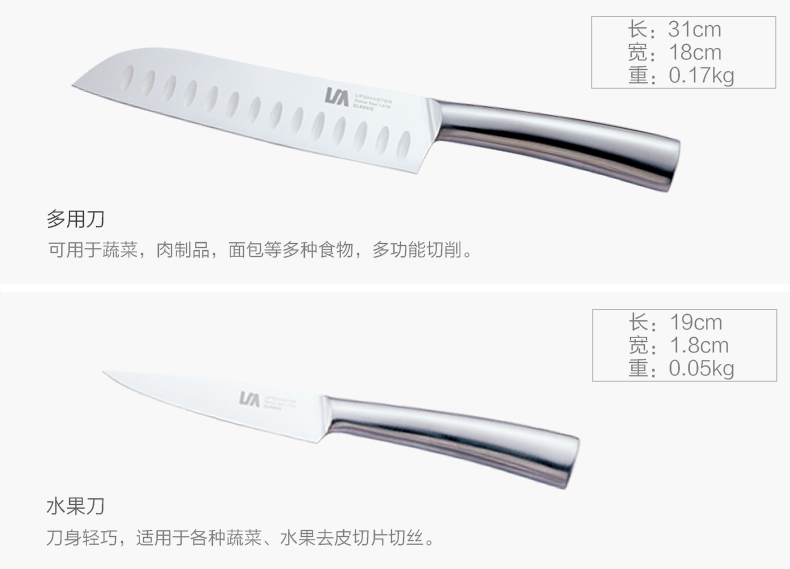 朗馬 心蕊高檔德國(guó)進(jìn)口不銹鋼廚房刀具套裝 鉬釩鋼菜刀 六件套