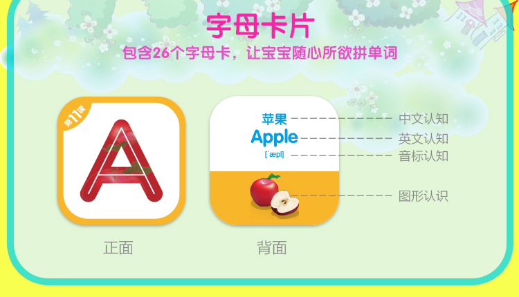 萌橙CC 魔法水果英語兒童早教卡AR立體認知有聲識字卡片益智玩具