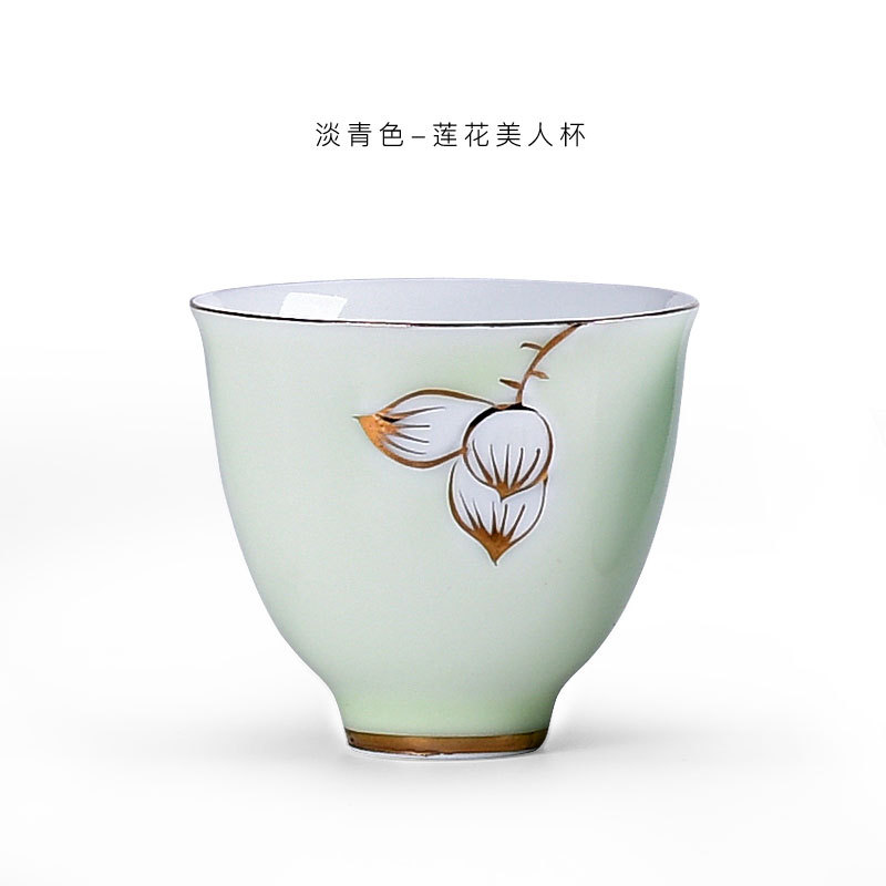 手繪白色美人杯、茶杯
