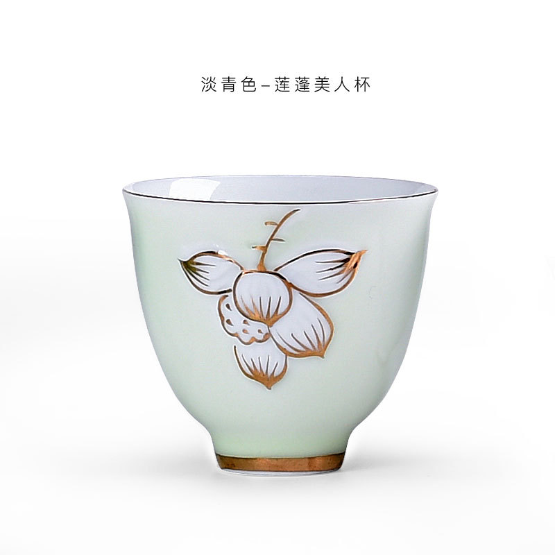 手繪白色美人杯、茶杯