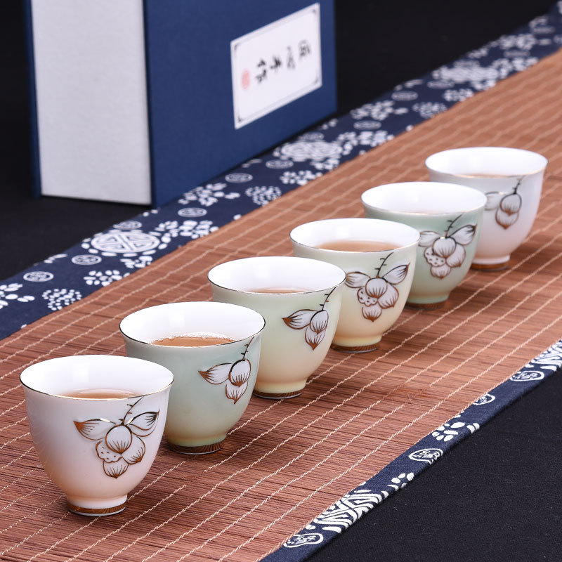 手繪白色美人杯、茶杯