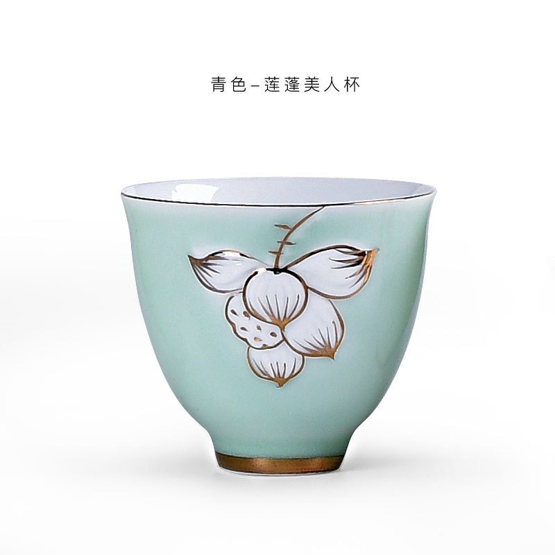 手繪白色美人杯、茶杯