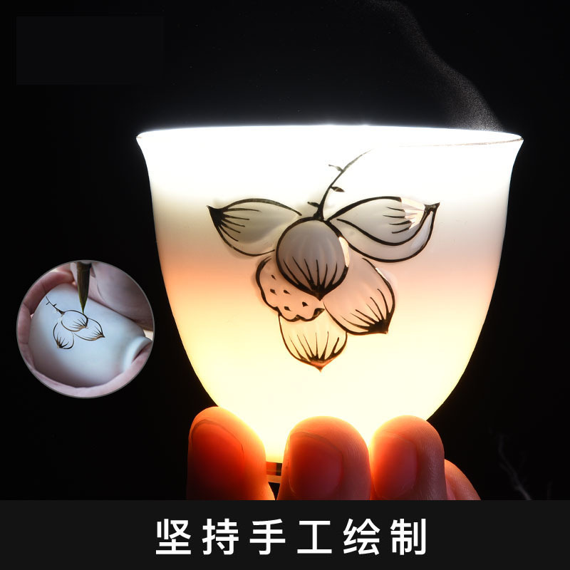 手繪白色美人杯、茶杯
