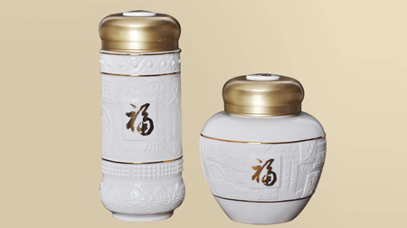 詩(shī)禮華章茶杯、茶葉罐兩件套